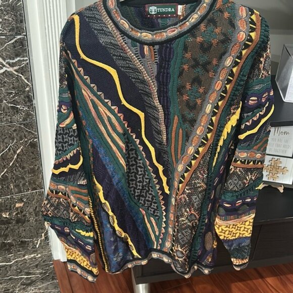 Vintage TUNDRA CANADA Sweater 3D XL Y2K Cosby COOGI - Picture 1 of 8